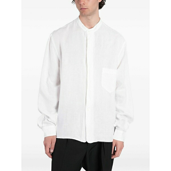 グリフォーニ メンズ プルオーバー トップス Mandarin-collar chest-pocket shirt White