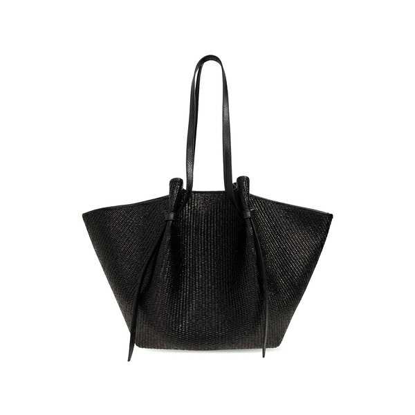 ユゼフィ レディース ショルダーバッグ 御徒面子 Large mochi woven-design knotted-detail shoulder bag Black