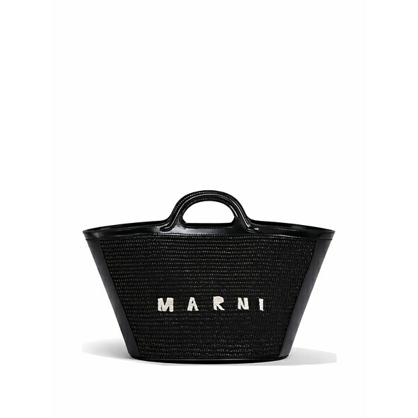 マルニ レディース トートバッグ 御徒面子 Small tropicalia woven tote bag Black