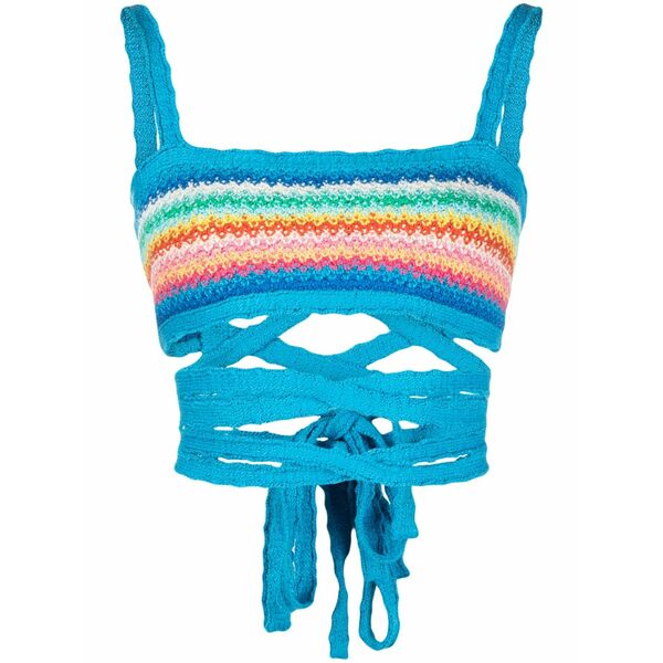 アラヌイ レディース ティーシャツ トップス Over the rainbow knitted bra Blue