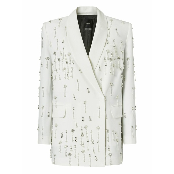 ピンコ レディース 上衣＆上衣 アウター Crystal-embellished double-breasted jacket White