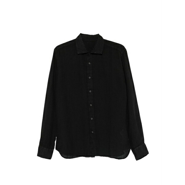 １２０％リノ メンズ プルオーバー トップス Long-sleeve button-up shirt Black
