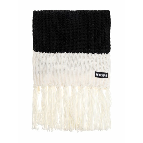 モスキーノ メンズ えり巻き・袈裟・えり巻き 付属物 Ribbed-knit fringe scarf Black