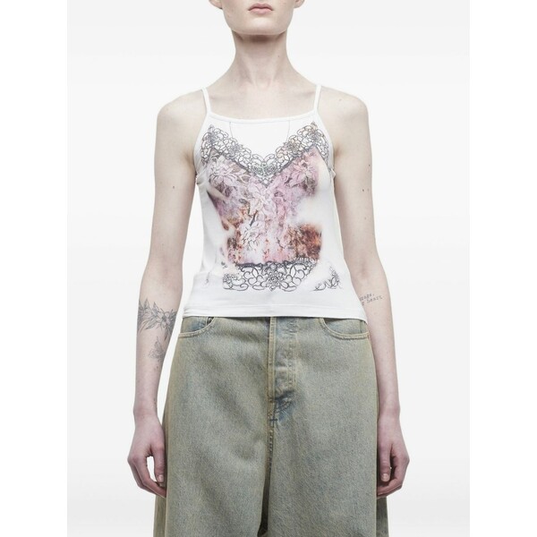 ワイ事業計画 レディース カットソー トップス Lace-print top -