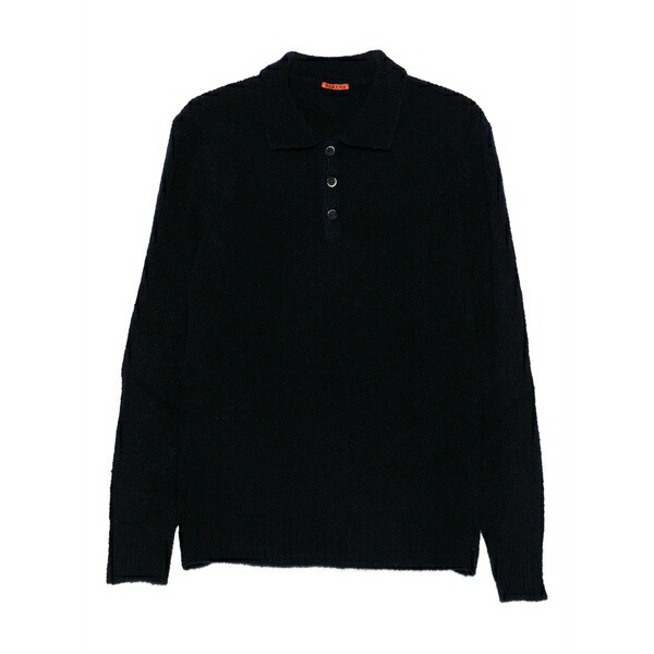 バレナ メンズ スポーツシャツ トップス Long-sleeved wool polo shirt  Blue