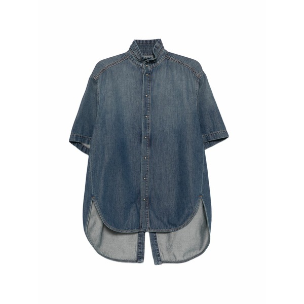 ダークパーク レディース シャツ トップス High-neck asymmetrical shirt Blue｜asty