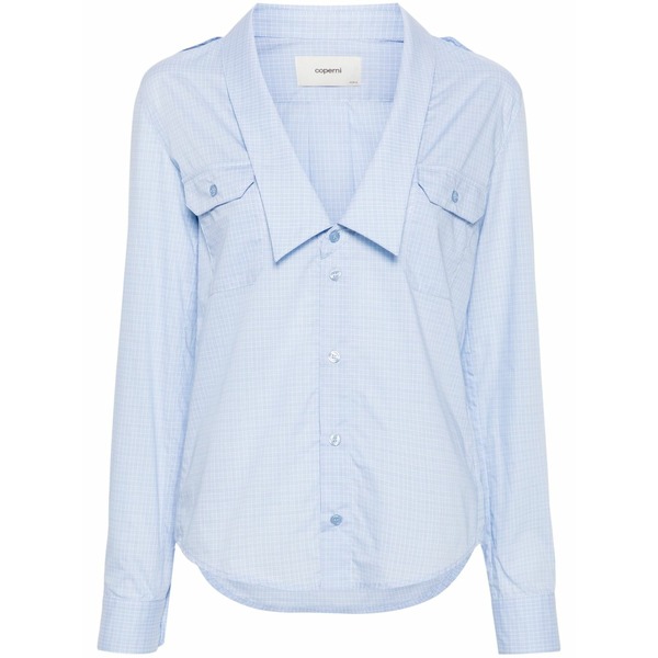 コペルニ レディース ティーシャツ トップス Checked shirt Blue
