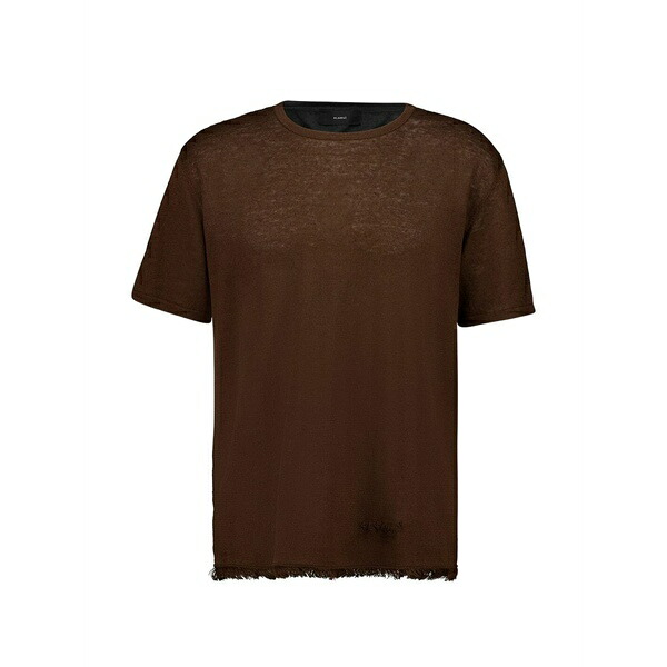 アラヌイ メンズ Tシャツ トップス Fringed t-shirt Brown｜asty