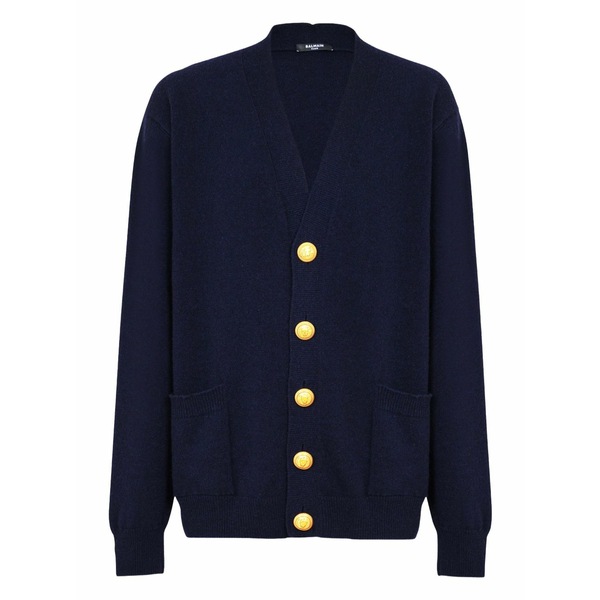 バルマン メンズ ジレー アウター Knitted cardigan Blue