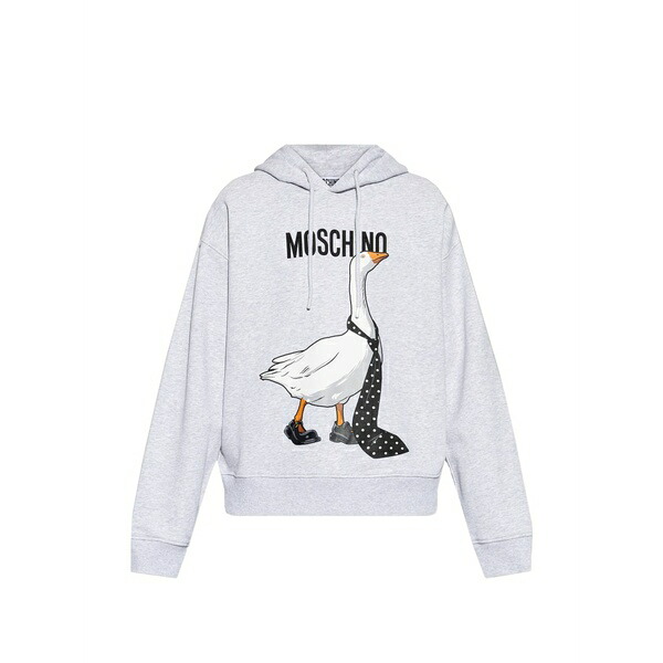 モスキーノ メンズ パーカー・スウェットシャツ アウター Goose-print hoodie Grey