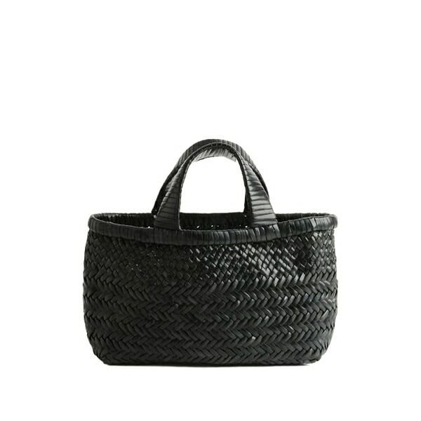 マネビ レディース ハンドバック 御徒面子 Sunset woven mini tote bag Black