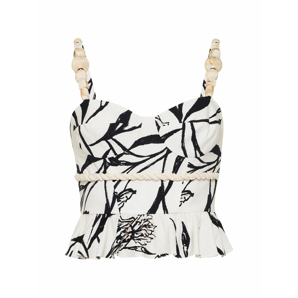 パッティング洋弓 レディース プルオーバー トップス Iris floral beaded-strap top White