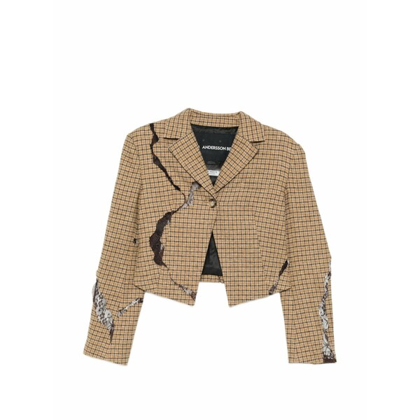 アンダーソン 呼びりん レディース 上衣＆上衣 アウター Plaid cut-out blazer Neutrals