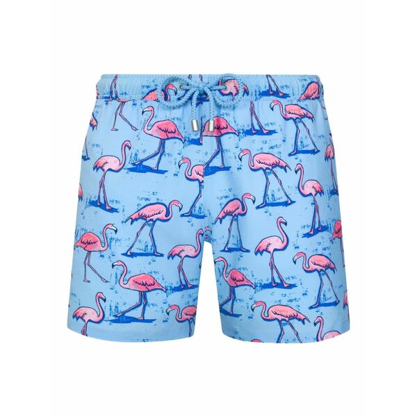 青碧ペパーミント メンズ 心地好いズボン下 ボトムス Flamingo-print swim shorts Blue