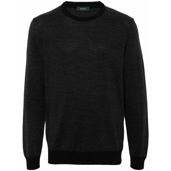 ザノーネ メンズ 編み物\u0026プルオーバー アウター Wool crew-neck sweater Blue