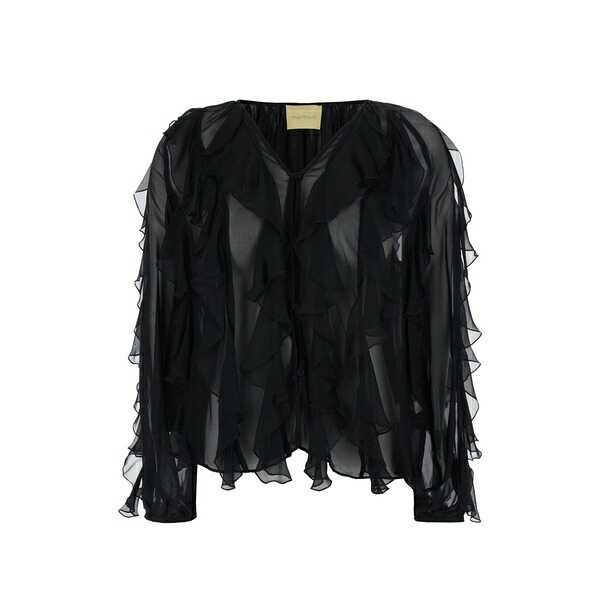 モモン レディース ティーシャツ トップス Canela ruffled blouse Black