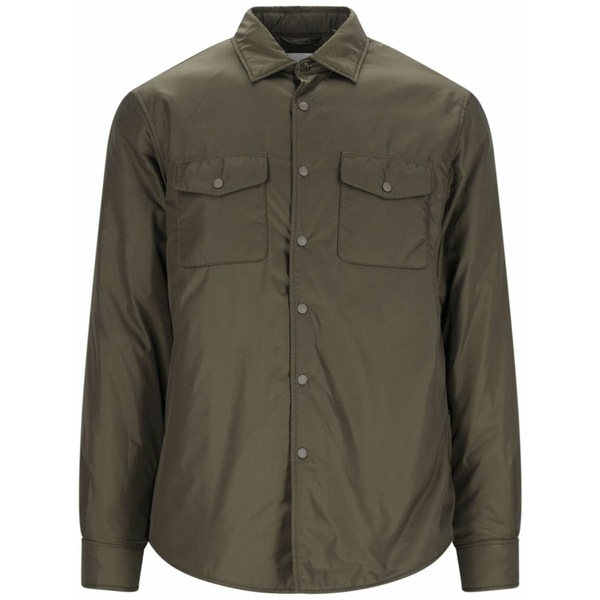 アスペジ メンズ プルオーバー トップス Press-stud fastening shirt  Green