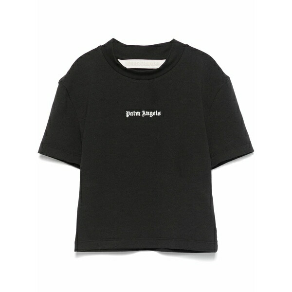 パーム・エンジェルス レディース プルオーバー トップス Embroidered-logo cropped t-shirt Black