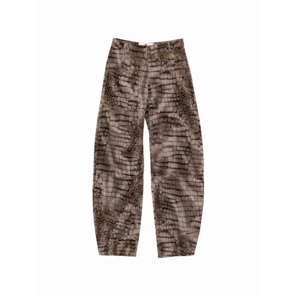 エリザベスフランキ レディース ジーンズズボン下 ボトムス Crocodile-effect jeans Brown