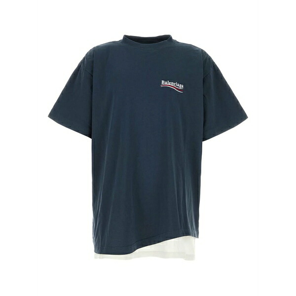 バレンシアガ メンズ ティーシャツ トップス Layered logo t-shirt Blue