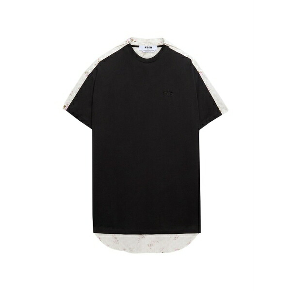 エムエスジイエム レディース 衣裳 トップス Floral panel t-shirt mini dress Black