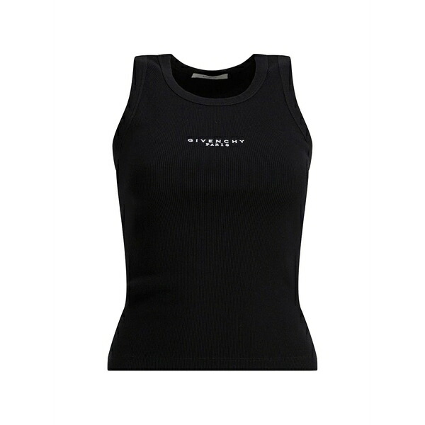 ジバンシー レディース カットソー トップス Slim-fit logo-detail ribbed cotton top Black