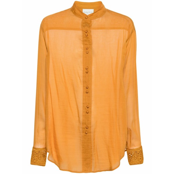 フォルテ フォルテ レディース プルオーバー トップス Crochet-detail long-sleeve shirt Brown