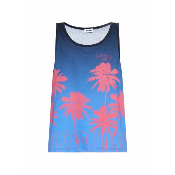 モスキーノ メンズ ティーシャツ トップス Palm-tree-print tank top Blue