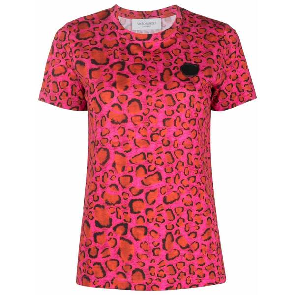 ビクターアンドロルフ レディース ティーシャツ トップス Logo-patch short-sleeve t-shirt Red
