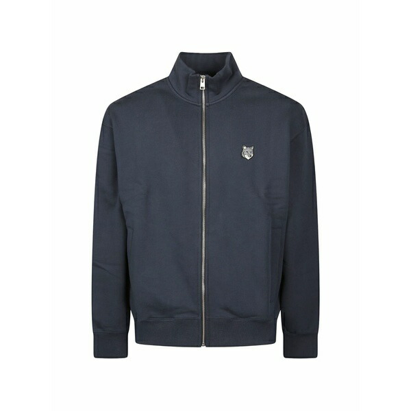 住み家 稲荷 メンズ パーカー・スウェットシャツ アウター Fox head zip-up cotton sweatshirt Blue