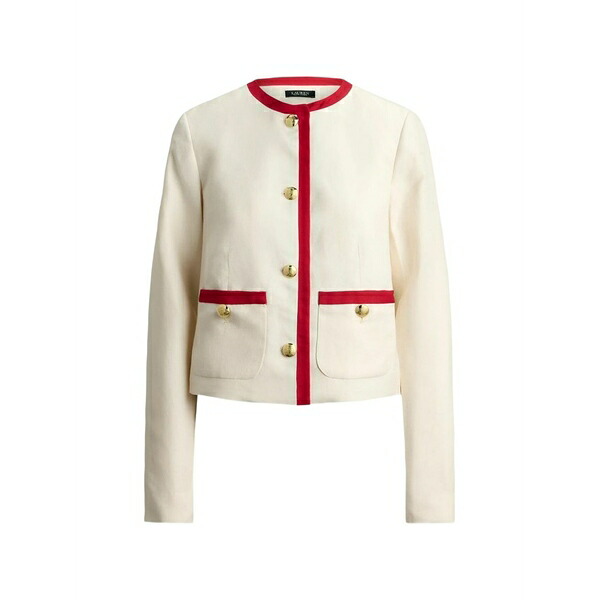 ラルフローレン レディース 上衣＆上衣 アウター Contrast-trim collarless blazer Neutrals