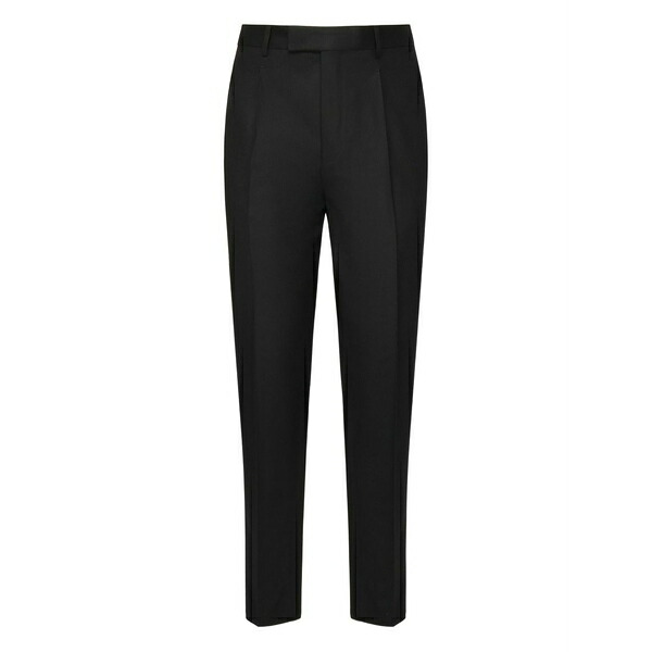 ゼニア メンズ 心地よいズボン下 ボトムス Pleated wool trousers Black