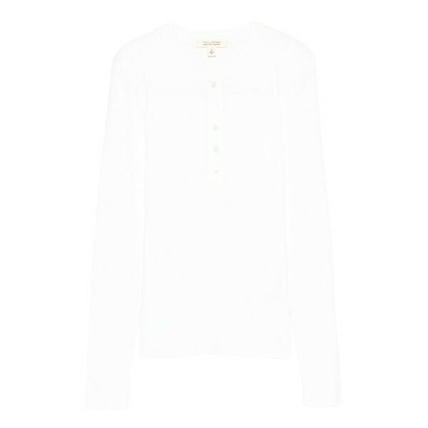 ニリロータン レディース スポーツシャツ トップス Jordan henley long-sleeve buttoned polo top White