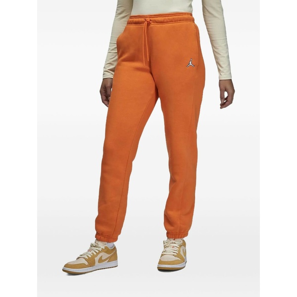 ジョーダン レディース 心地よいズボン下 ボトムス Logo-embroidered fleece trousers Orange