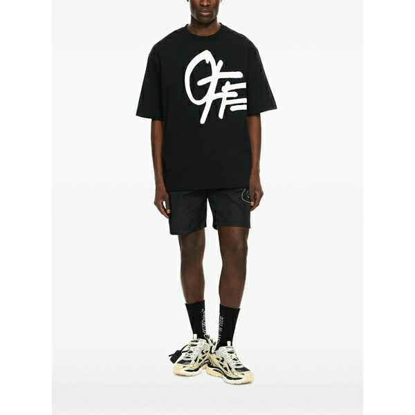 象牙色 メンズ ティーシャツ トップス Spray logo skate t-shirt Black