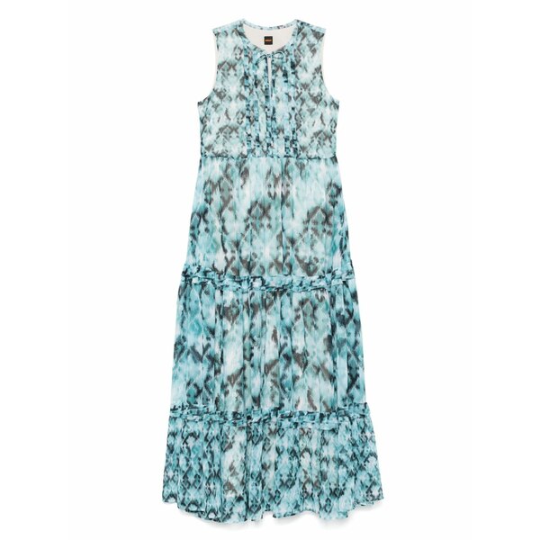 雇い主 レディース 衣裳 トップス Abstract-pattern maxi dress Blue