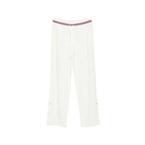リュージョー レディース 心地よいズボン下 ボトムス Interlock drawstring striped track pants White