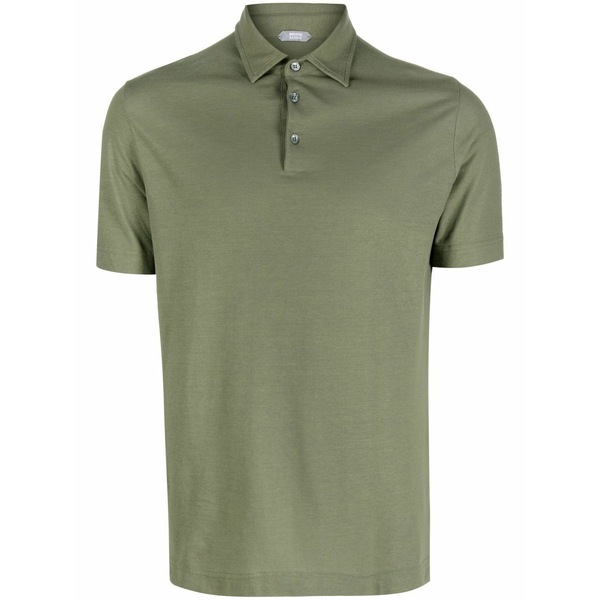 ザノーネ メンズ スポーツシャツ トップス Short-sleeved cotton polo shirt Green