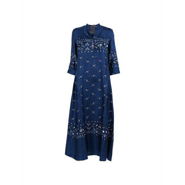 サルテペッテゴーレ レディース 衣裳 トップス Bandana-print silk dress Blue
