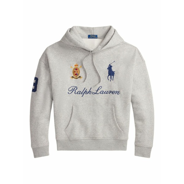 ラルフローレン メンズ パーカー・スウェットシャツ アウター Logo-embroidered hoodie Grey