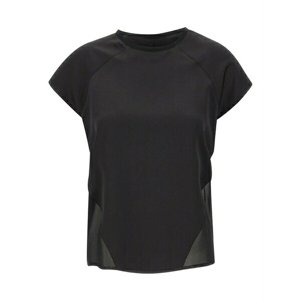 リュージョー レディース プルオーバー トップス Satin short-sleeve top Black