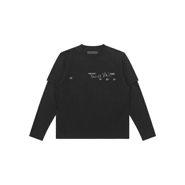 ヘリオットエミル メンズ プルオーバー トップス Graphic-print cotton double-layer t-shirt  Black
