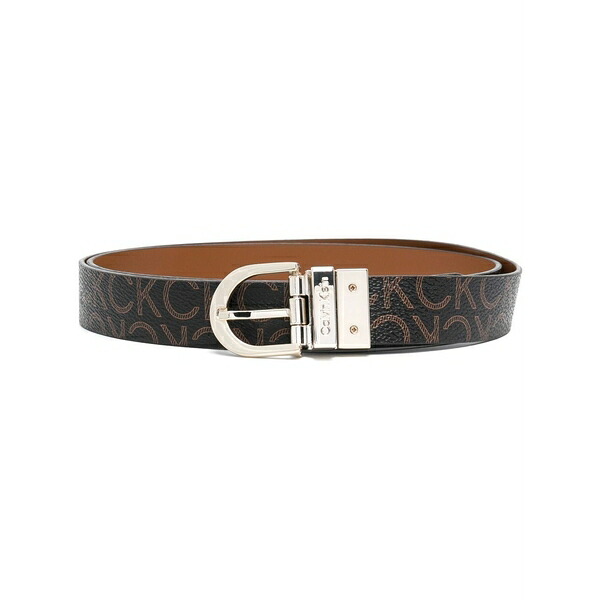 カルバンクライン レディース 三尺帯 付属物 Engraved-logo buckle belt Brown