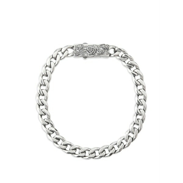 エマニュエレ ビコッキ メンズ ブレスレット・バングル・アンクレット 付属物 Rose-engraved curb-link bracelet Silver