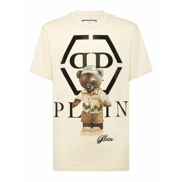 フィリップ飾り気のない メンズ ティーシャツ トップス Crystal-embellished teddy-bear t-shirt Neutrals