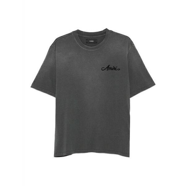 アミリ メンズ ティーシャツ トップス Embroidered cotton t-shirt Grey
