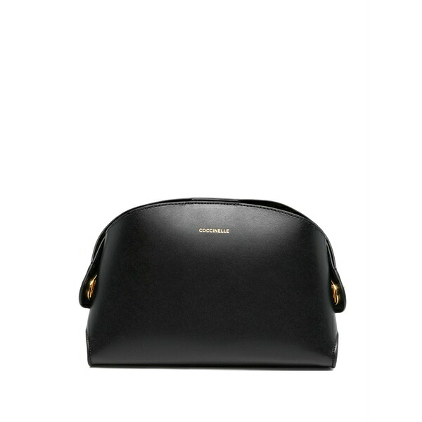 コチネレ レディース ショルダーバッグ 御徒面子 Logo-lettering leather shoulder bag Black