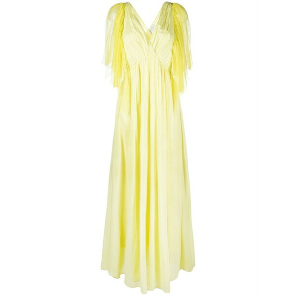 フォルテ フォルテ レディース 衣裳 トップス Tulle-layered pleated maxi dress Yellow