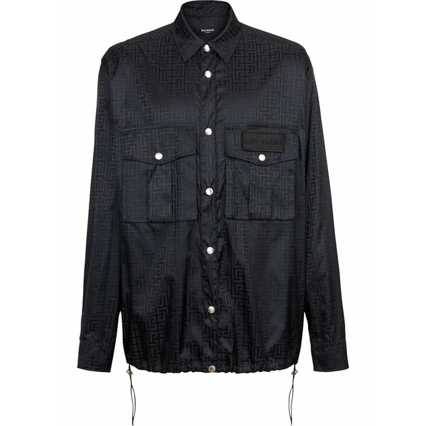 バルマン メンズ プルオーバー トップス Monogram button-up over shirt Black