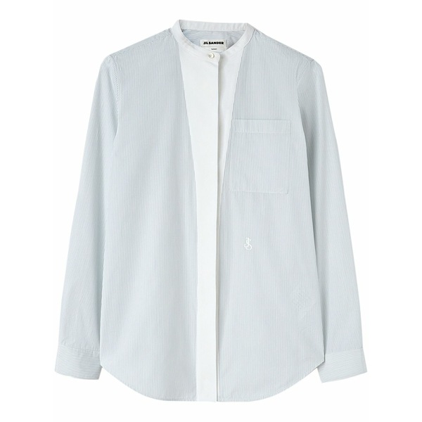 ジル・サンダー レディース ティーシャツ トップス Striped cotton shirt White